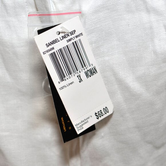 Plus Size 3X Grace Elements Sanibel Linen White Cropped Capri Pants NWT - Picture 8 of 14